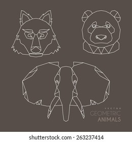Set of Minimalistic Geometric Animal Vector Illustrations