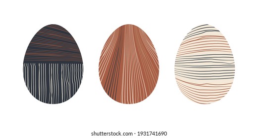 Set of minimalistic geometric easter egg with geometric shape elements. Modern boho contemporary creative trendy abstract templates vector illustration.