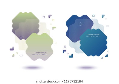 set of minimalistic geometric elements with modern gradients. unique graphic design for banner, poster, presentation, cover or other uses. vector dynamic abstract shapes on white background