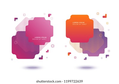 set of minimalistic geometric elements with modern gradients. unique graphic design for banner, poster, presentation, cover or other uses. vector dynamic abstract shapes on white background