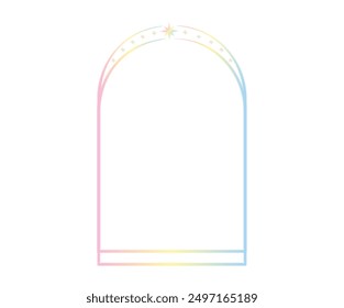 Set of minimalistic geometric linear shapes y2k .  Trendy linear design in black color with frame, star. Aesthetic retro vector element illustrated for banners, social media, poster design.