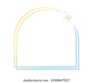 Set of minimalistic geometric linear shapes y2k .  Trendy linear design in black color with frame, star. Aesthetic retro vector element illustrated for banners, social media, poster design.