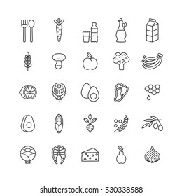 set of minimalistic healthy food icons