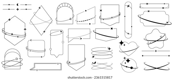 set of minimalistic hipster geometric retro oval arches boho y2k frames