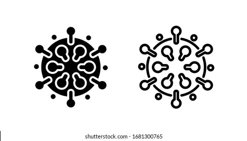 Set minimalistic icon Pandemic Novel Coronavirus outbreak covid-19, 2019-nCoV. Glyph and outline icon covid-19 isolated. Coronavirus symbol pandemic vector image.