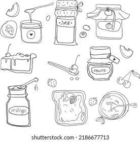 set of  minimalistic icons of food and jars, perfect for illustration and stickers
