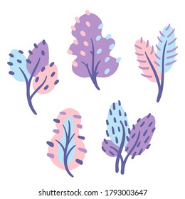 Set of minimalistic illustrations of plants