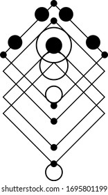 Set of minimalistic illustrations for prints backgrounds and tattoos. Lines and shapes. Black and white pictogram. EPS 10. Sticker
