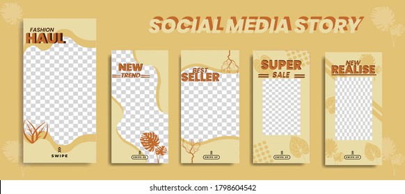 Set of minimalistic instagram stories design, vertical banner or flyer templates. for social media, website, mobile app, poster.