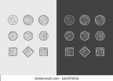 conjunto de logotipos ou tatuagens minimalistas com um mapa
