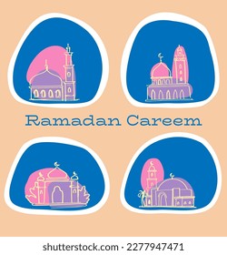 Set von minimalistischen Moscheen Symbol. Handgezeichnete arabische Architektur Arabische Architektur für Grußkartenverkauf