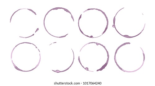 Set of minimalistic neat vector traces of tea, coffee cups and wine glasses