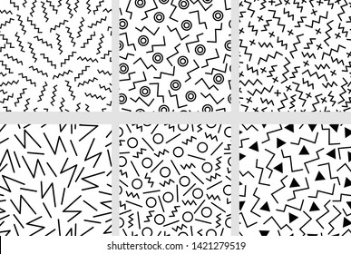 Set of minimalistic neo memphis patterns.