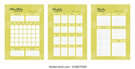 A set of minimalistic pink and white color planners. A template for a daily, weekly, monthly planner. A clear and simple to-do list for printing. The page of the business organizer. 