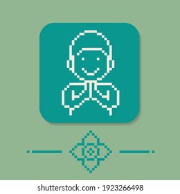 Conjunto de objetos vectoriales de píxeles minimalistas aislados. estilo de 8 bits de juego. gráfico de píxeles minimalistas de la cultura tailandesa y colección de puntos de referencia. 