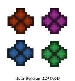 Conjunto de objetos vectoriales de píxeles minimalistas aislados. estilo de 8 bits de juego. colección de grupos de símbolos gráficos de píxeles minimalistas. cráneo, corazón, goblet, bomba, cereza, pecho, frase, estrella, comida.