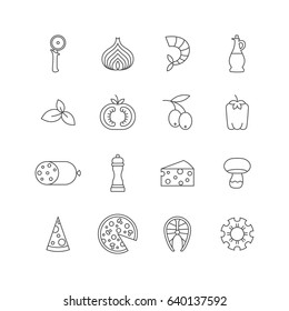 set of minimalistic pizza icons