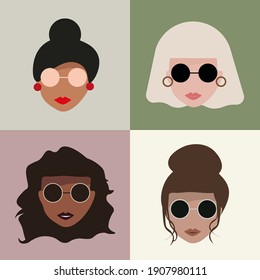 Un conjunto de afiches minimalistas con una mujer. Ilustración del vector