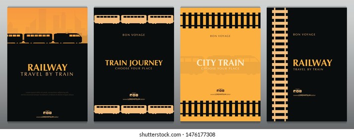 Set of Minimalistic Railway Banners. Travel by City Train