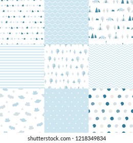 Set of minimalistic seamless patterns.