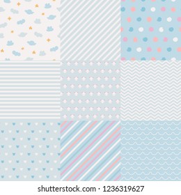 Set of minimalistic seamless patterns.