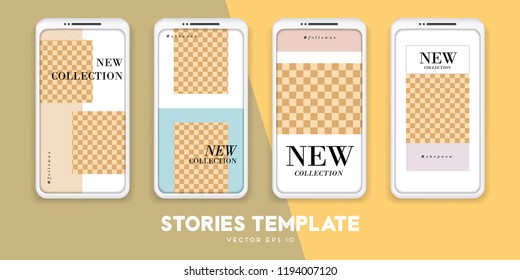 Set of minimalistic stories for Internet. Pack for creature your unique content. Modern geometric template