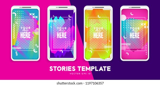 Set of minimalistic stories for Internet. Pack for creature your unique content. Modern geometric template