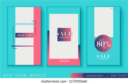 Set of minimalistic stories. Pack for creature your unique content. Modern bright color: cyan, pink pantone
