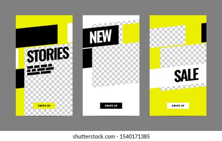 Set of minimalistic stories for social media. Pack for creating your unique content. Story mockup.