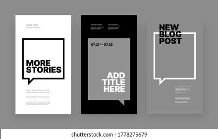 Set of minimalistic stories for social media. Pack for creating your unique content. Story mockup.