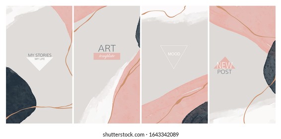 Set of minimalistic stories, story template for social networks. Vector Design backgrounds for social media with copy space for text. Trendy stock illusration.