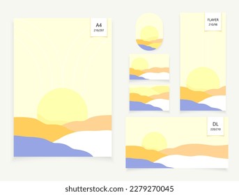 Set of minimalistic summer background for business typography templates. EPS 10.