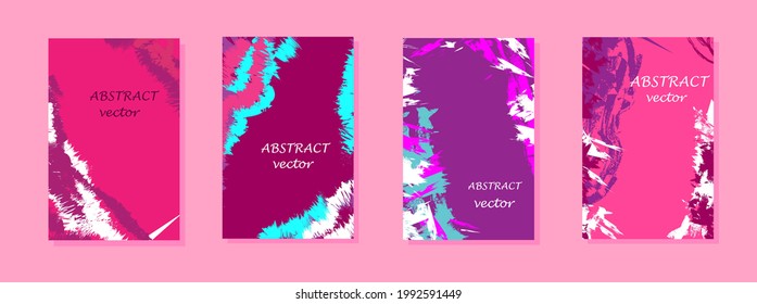 Set of minimalistic templates. Abstract backgrounds in pink colors.
