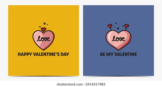 Set of minimalistic Valentine's Day greeting cards, posters, templates, labels, flyers in vibrant colors