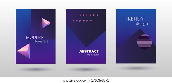 Conjunto de patrones vectoriales minimalistas en azul y rosa con formas geométricas