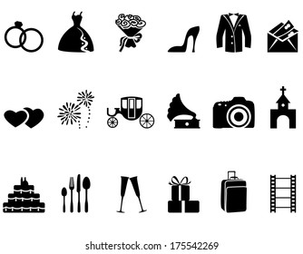 Set of minimalistic wedding icons