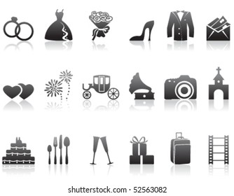 Set of minimalistic wedding icons