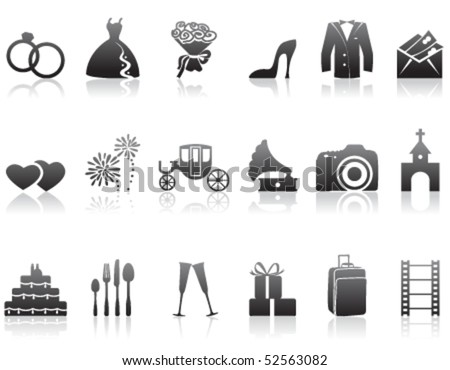 Set of minimalistic wedding icons