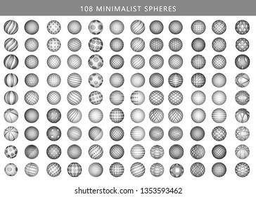 Set of minimalistic wireframe shapes of globe spheres isolated on white background Simple signs collection for web designs. Vector 