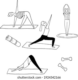 set of minimalistic yoga icons