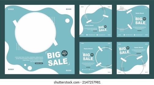 Conjunto de plantillas de banner cuadradas mínimamente modificables. Adecuado para publicaciones en medios sociales y publicidad en internet. Ilustración vectorial con colegio fotográfico