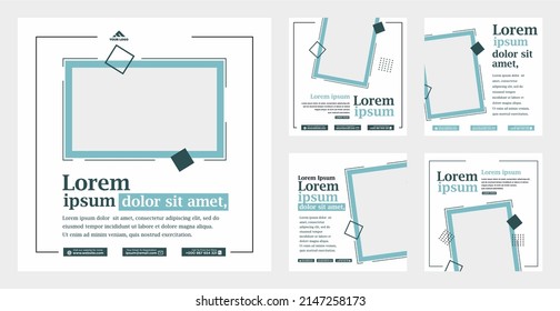 Set of minimally editable square banner templates. Suitable for social media posting and web internet advertising. Vector illustration with photo college