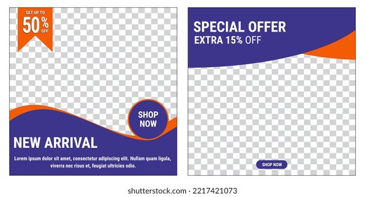 Set of minimally editable square banner templates.Suitable for social media posts and internet web ads. Eps10 Vector