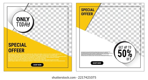 Set of minimally editable square banner templates.Suitable for social media posts and internet web ads. Eps10 Vector