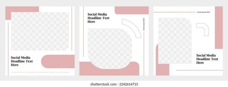 Set of minimally editable square banner templates. Suitable for social media posting and web internet advertising. Vector illustration with photo college