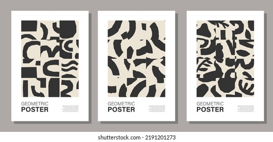 Set of minimalst wall art poster with abstract composition