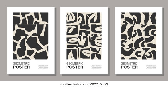 Set of minimalst wall art poster with abstract composition