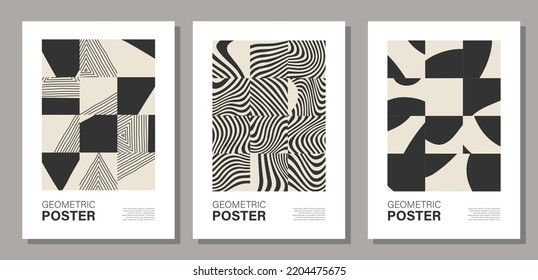 Set of minimalst wall art poster with abstract composition