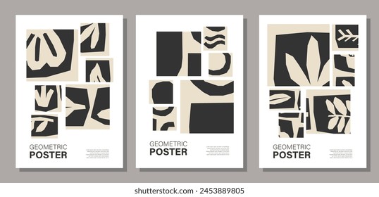Set of minimalst wall art poster with abstract composition