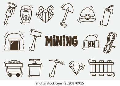 set of mining doodles good for background, wallpaper, icons, element design, etc